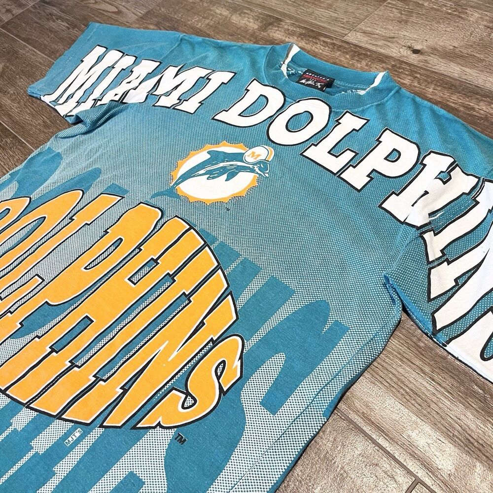 Vintage 90s 1994 Miami Dolphins AOP Banned Logo Large USA  Magic Johnson